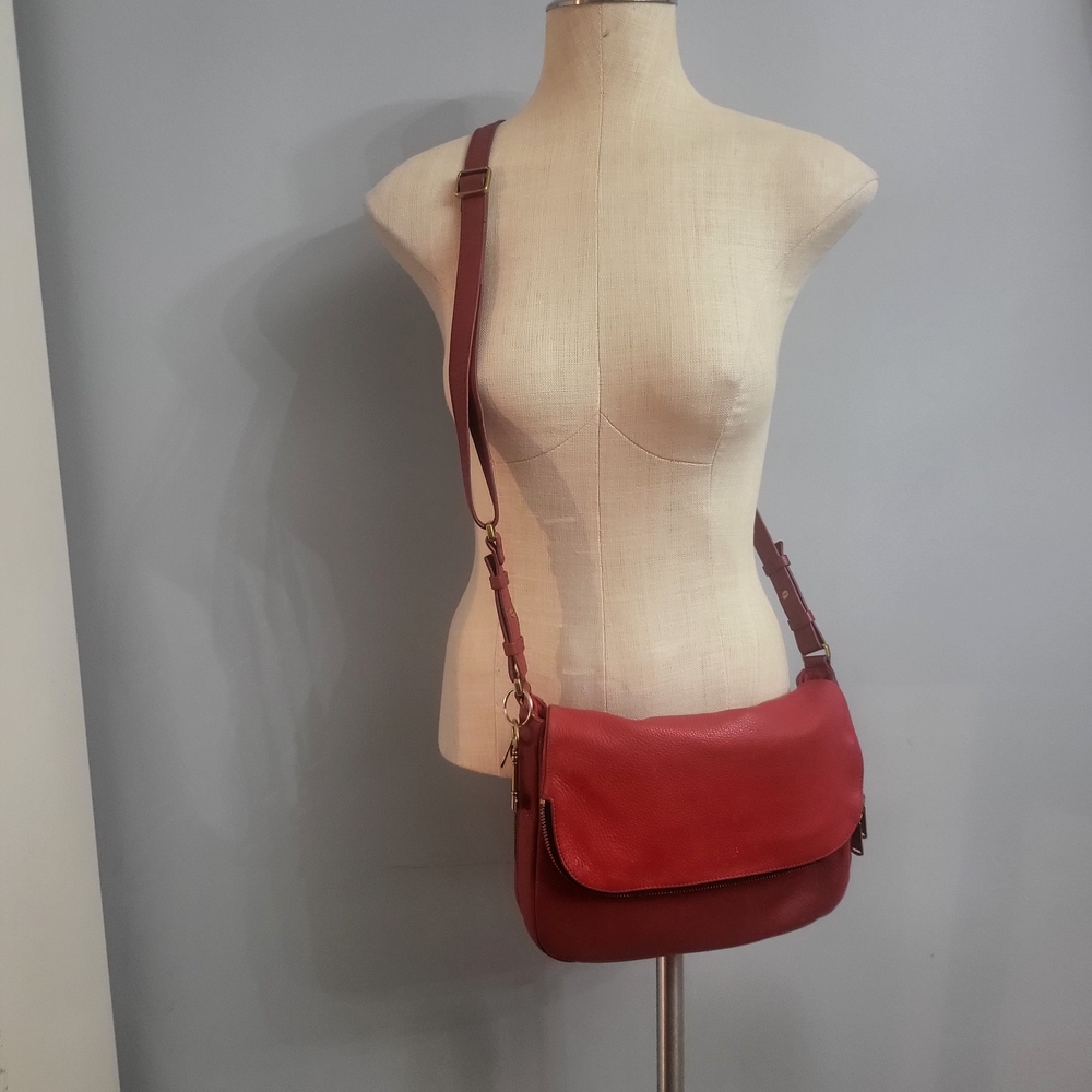 Fossil Red Leather Crossbody Bag